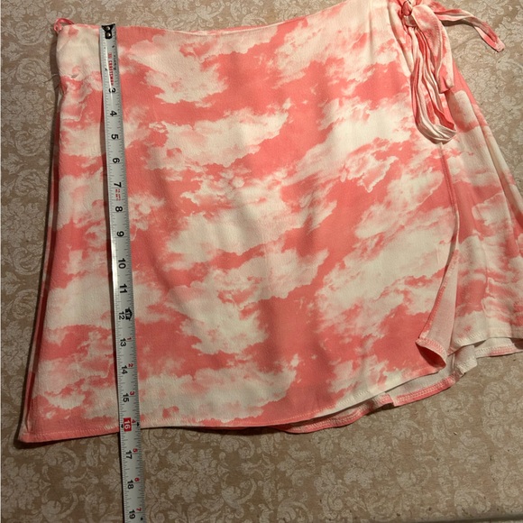 Dolls Kill ~Sugar Thrillz ~ Pink Clouds Faux Wrap Tie Y2K Mini Skirt ~size Large - Picture 8 of 11